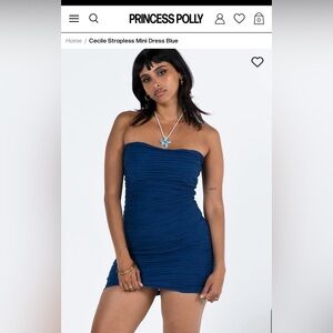 CECILE STRAPLESS MINI DRESS BLUE (Princess Polly)